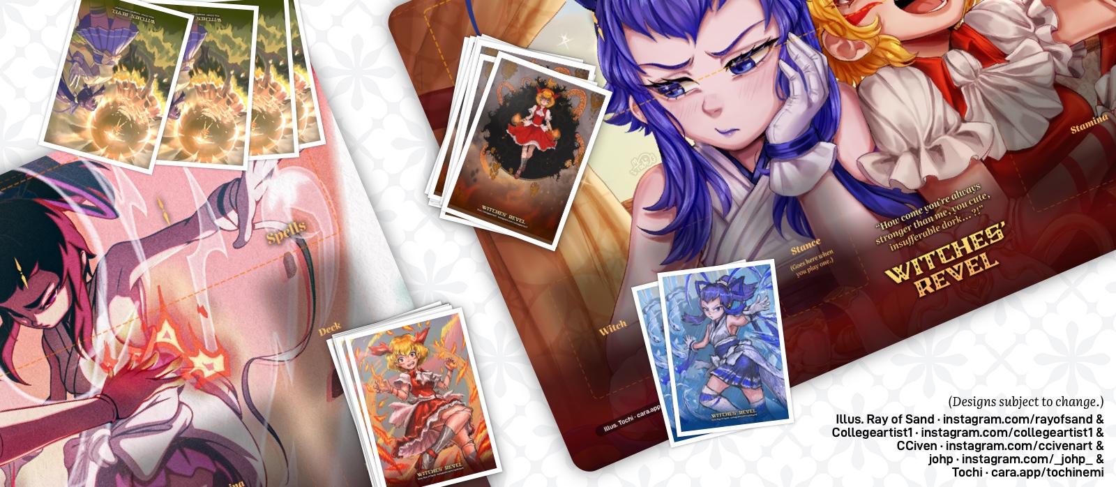 Rendered playmats and sleeves with art from Eternal Rhapsody.