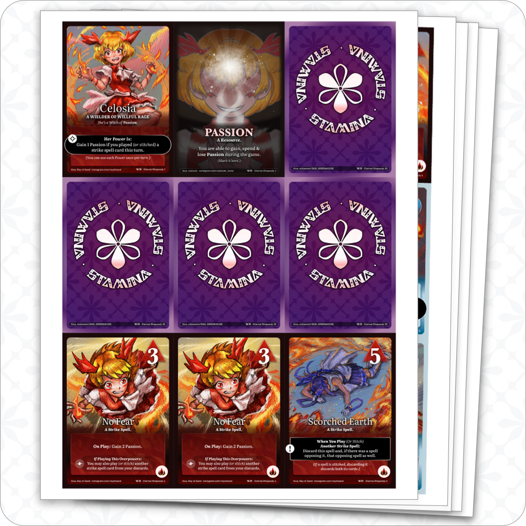 A rendering of printed pages of the Print & Play edition.